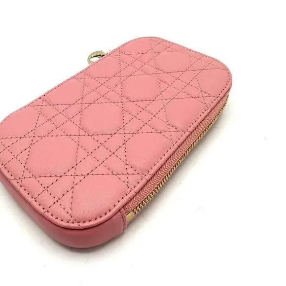 Dior Pink Cannage Champagne GHW Accessory Case Crossbody - Picture 5 of 8